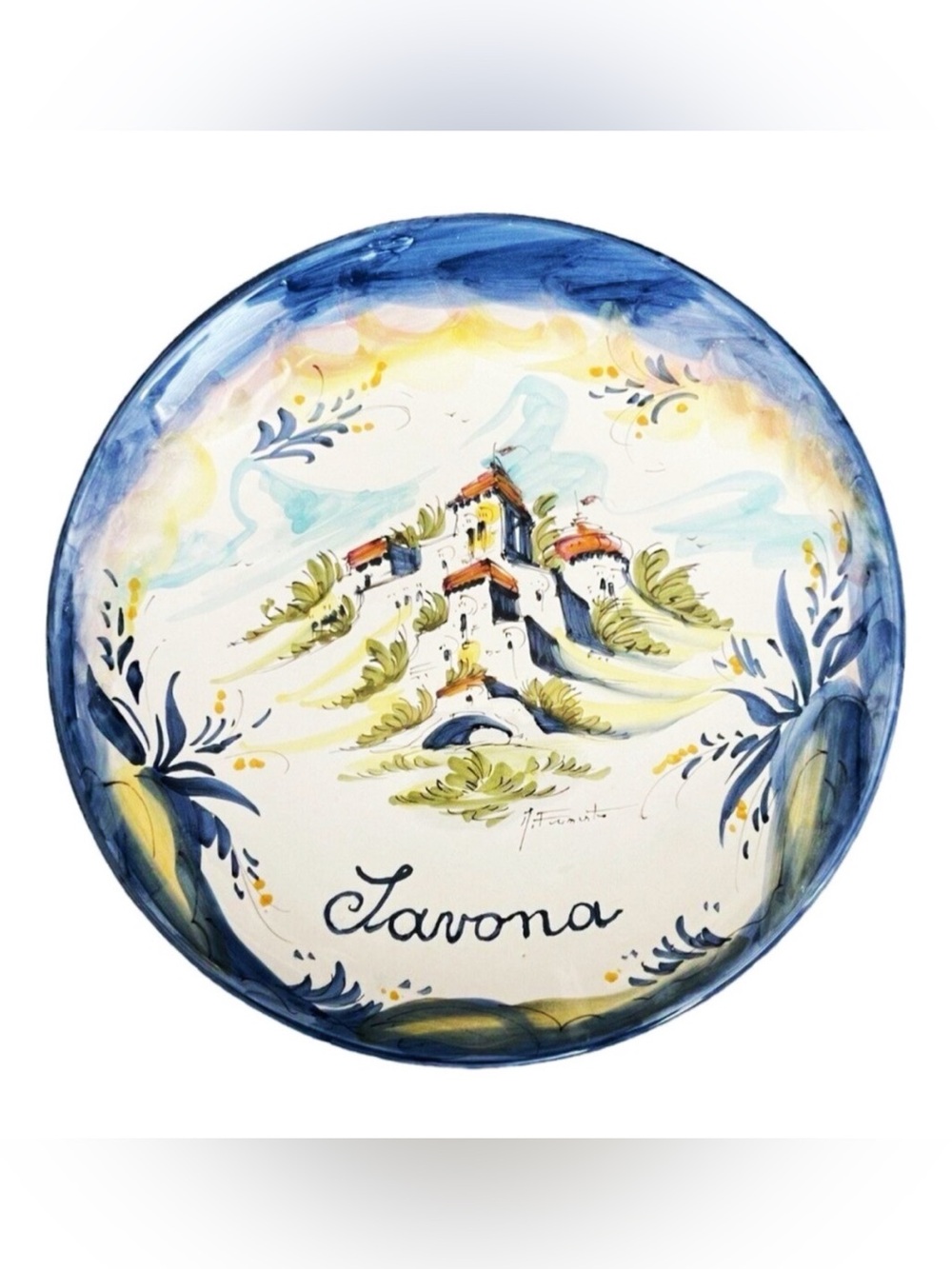 Hand Painted Signed Savona Italy Decor 10” Plate